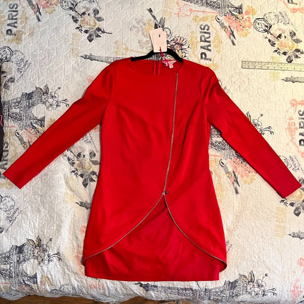 Ted Baker Zipper Front Dress - Red - Size 3 (Size 8-10 US) NWT